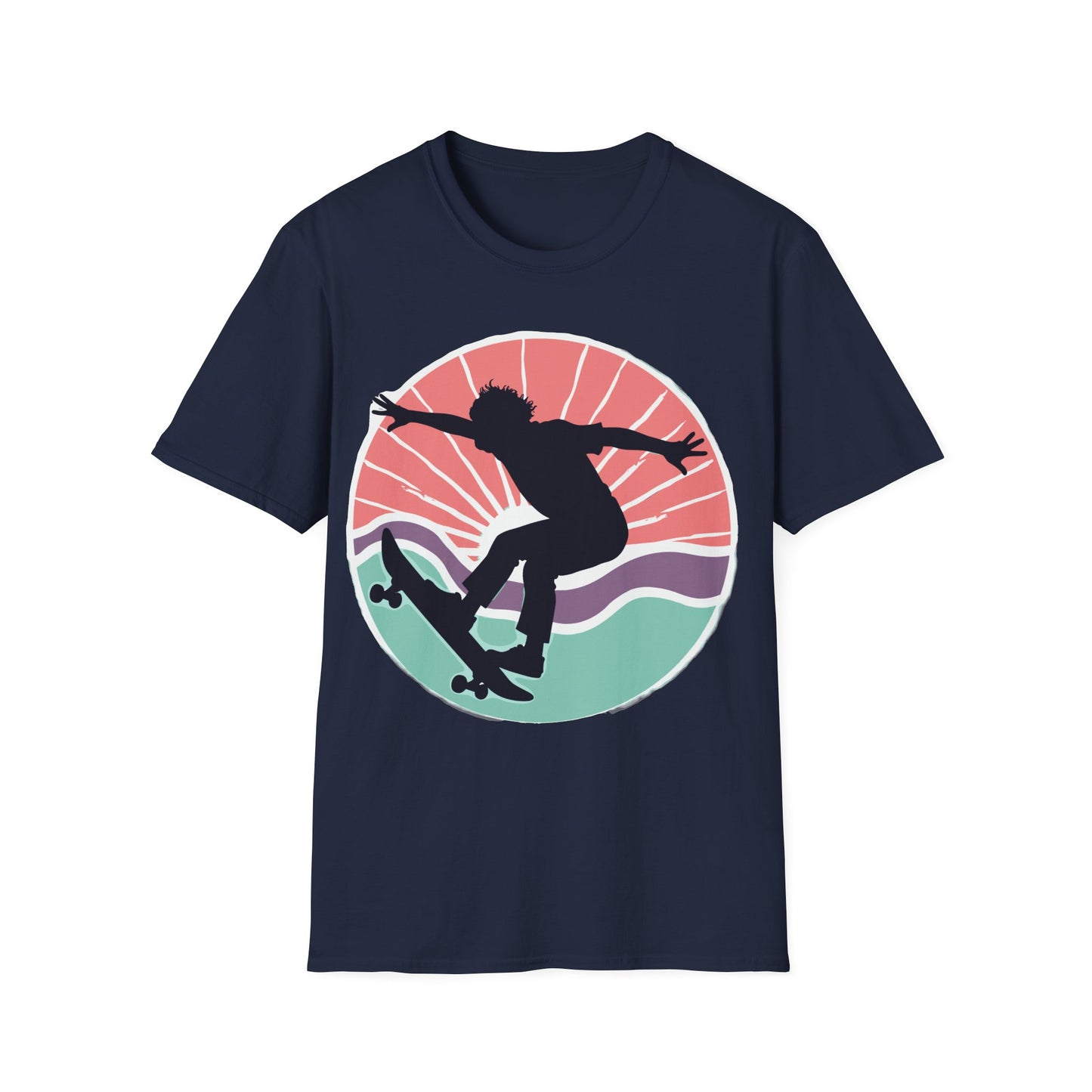 Skateboarder With Circle Sunset T-Shirt