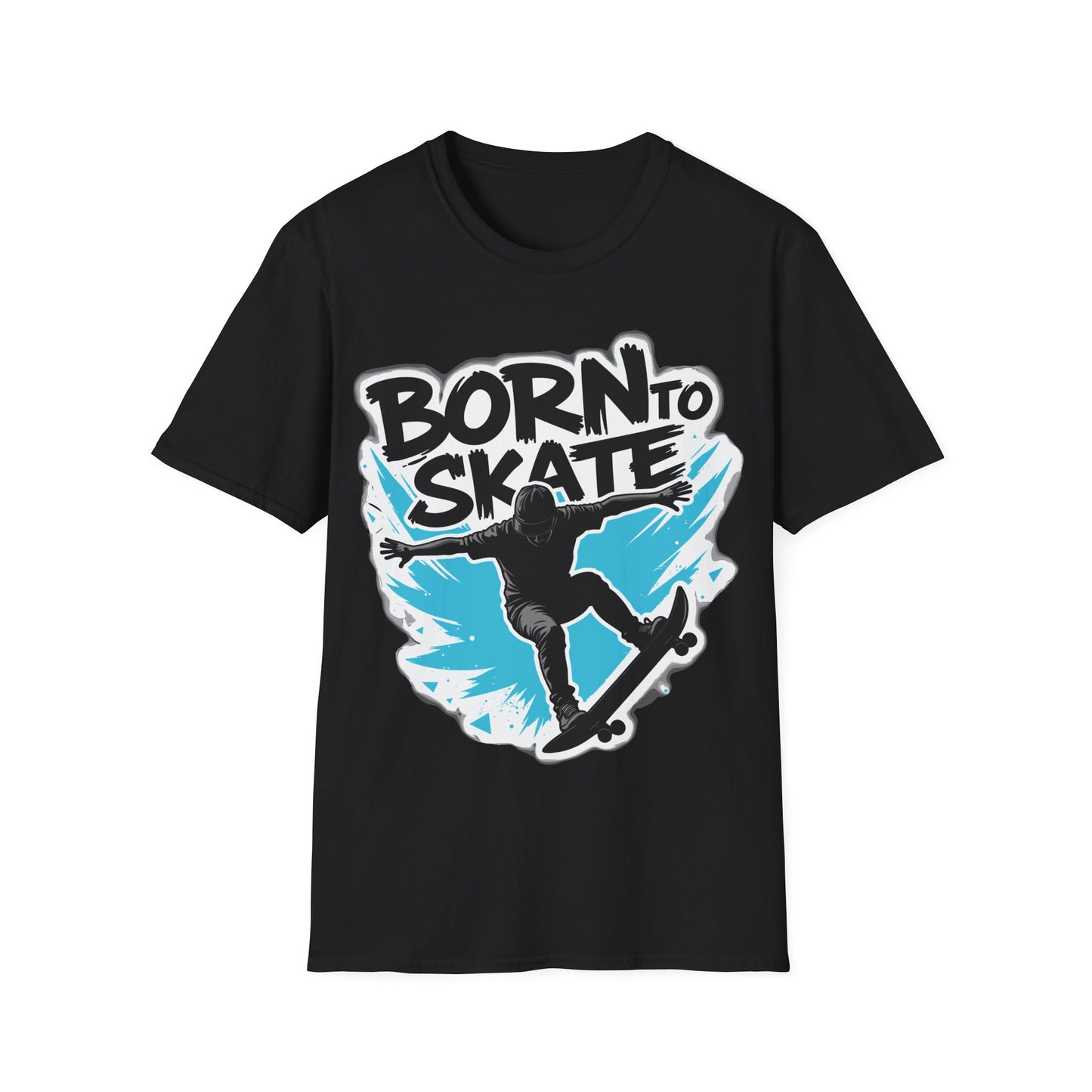 Born To Skate Aqua And Black T-Shirt