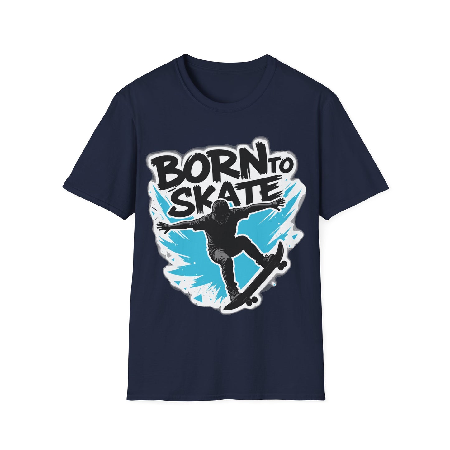 Born To Skate Aqua And Black T-Shirt