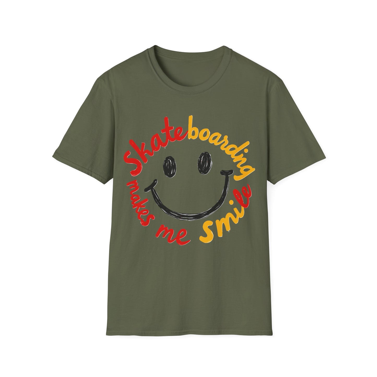 Skateboarding Makes Me Smile Smiley Face T-Shirt