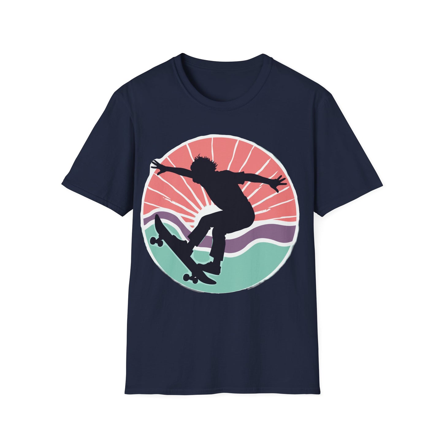 Skateboarder With Circle Sunset T-Shirt