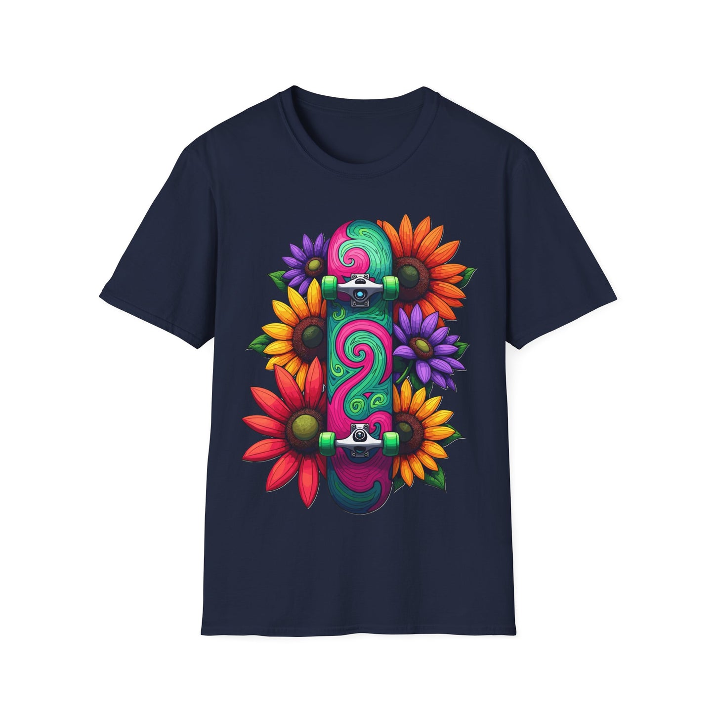 Swirl Deck With Flowers T-Shirt