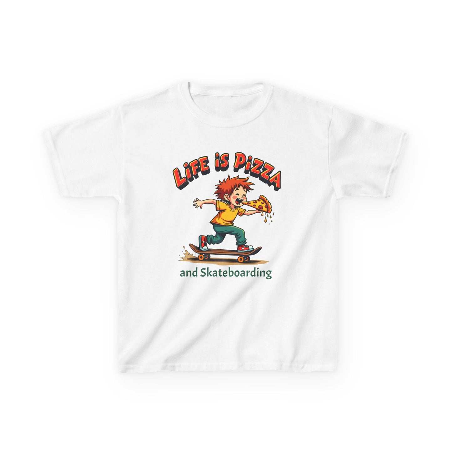 Life Is Pizza and Skateboarding Kid's Tee