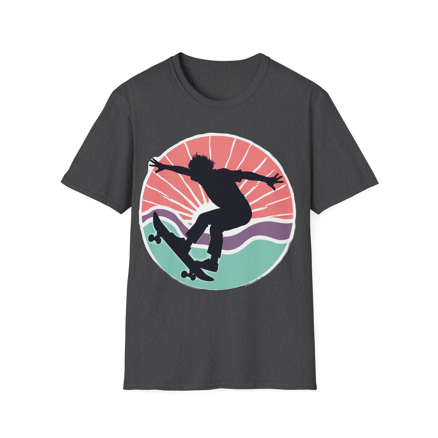 Skateboarder With Circle Sunset T-Shirt