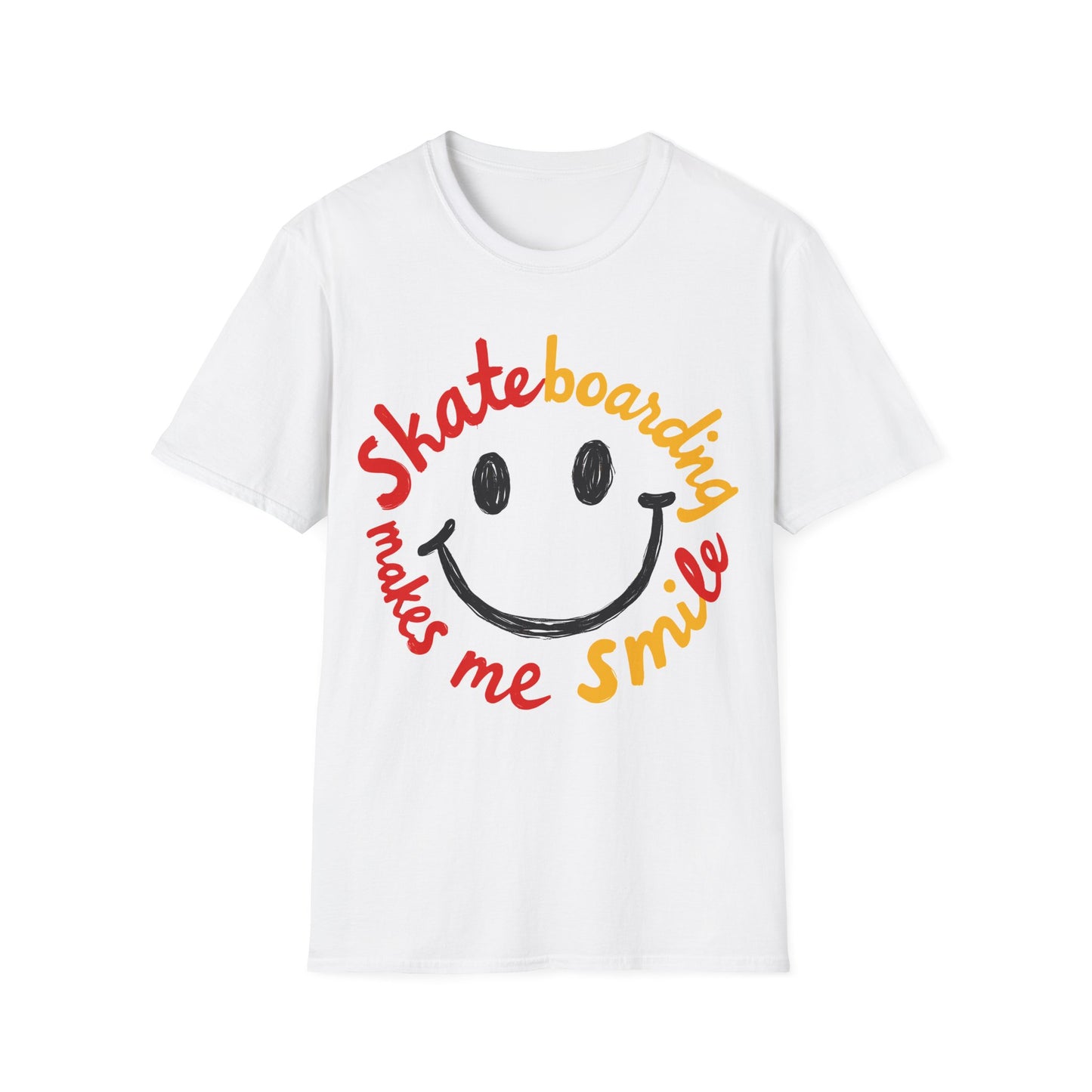 Skateboarding Makes Me Smile Smiley Face T-Shirt