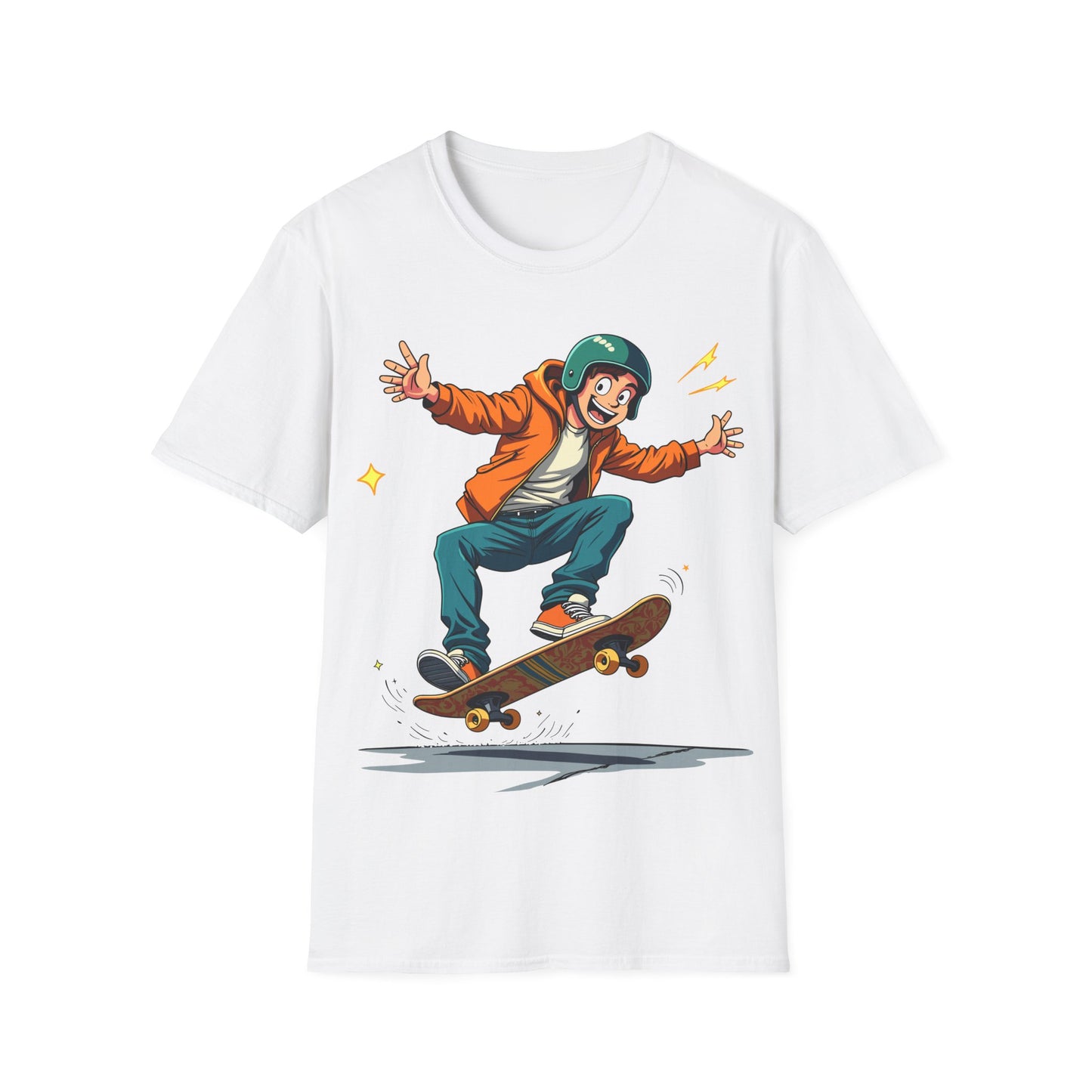 Skateboarder With Orange Hoodie T-Shirt