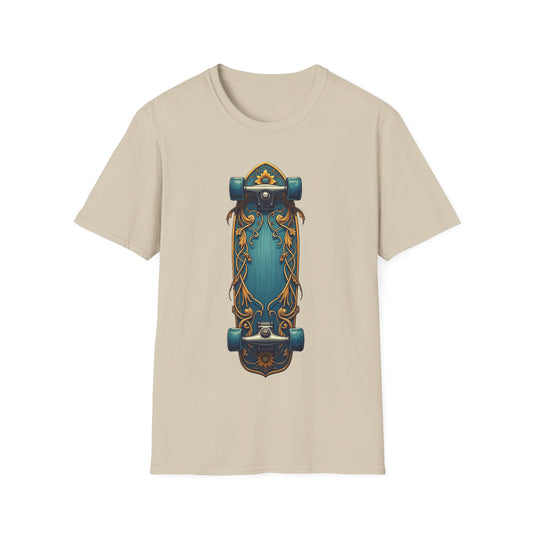 Aqua And Gold Skateboard T-Shirt