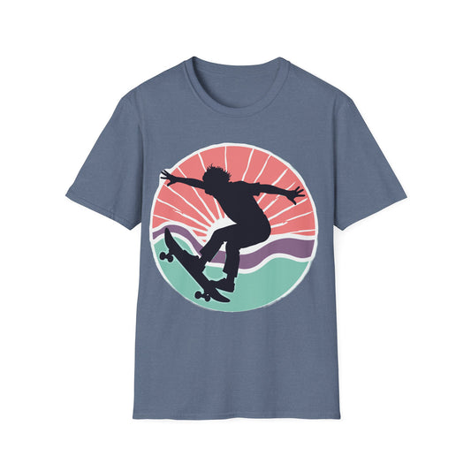 Skateboarder With Circle Sunset T-Shirt