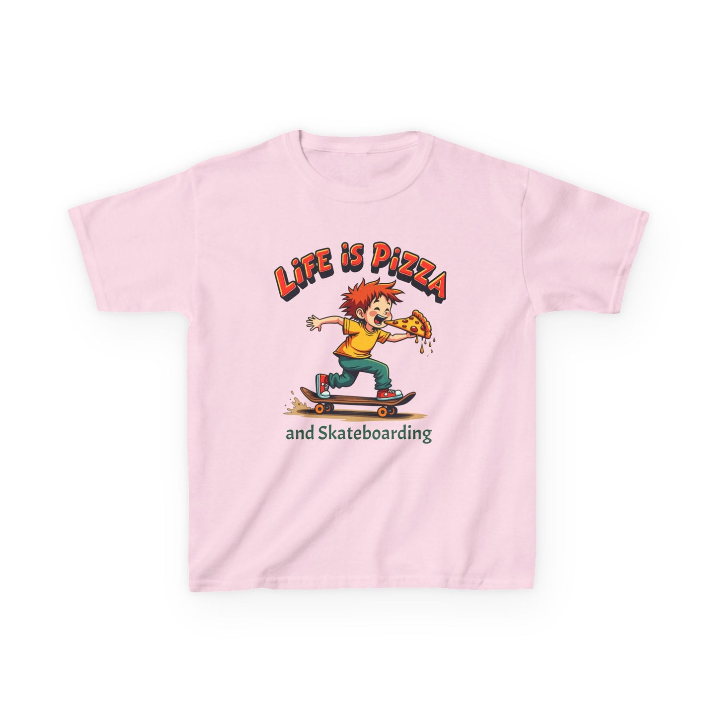 Life Is Pizza and Skateboarding Kid's Tee