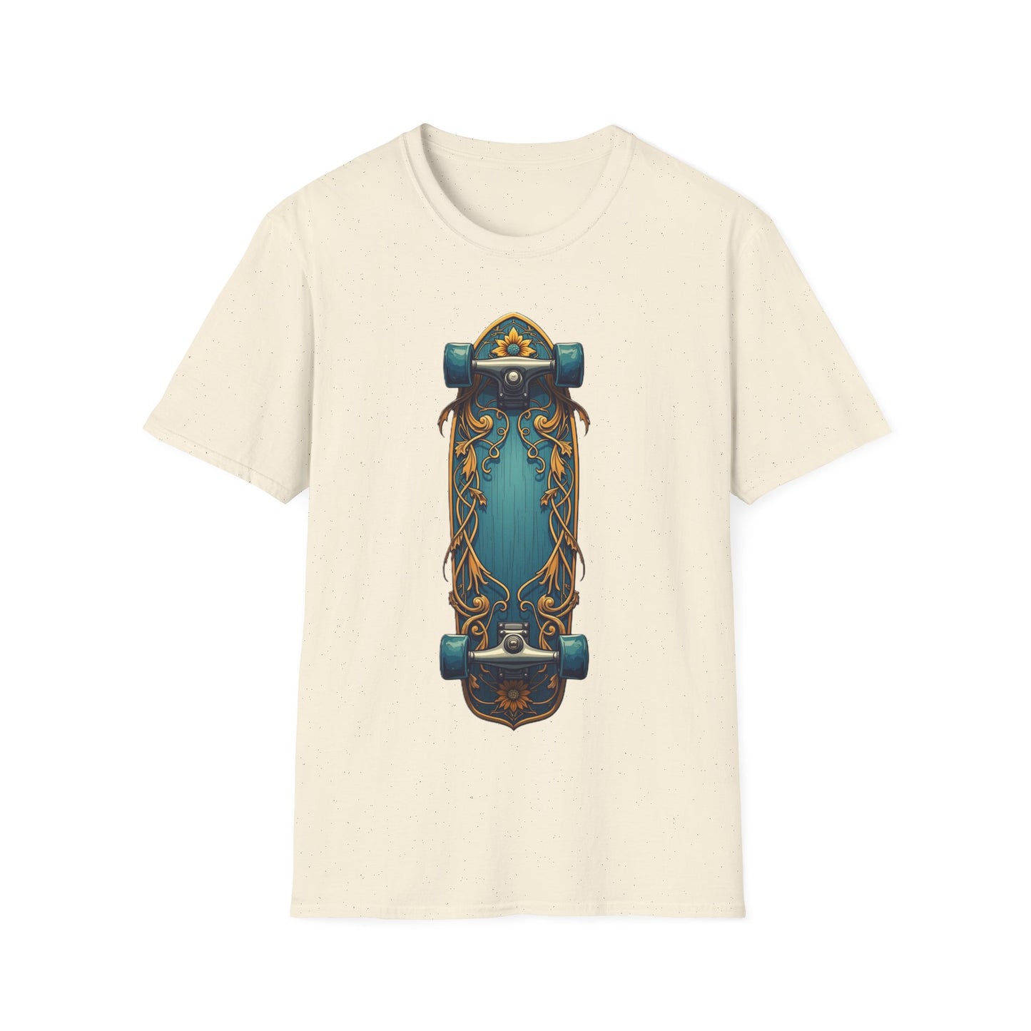 Aqua And Gold Skateboard T-Shirt
