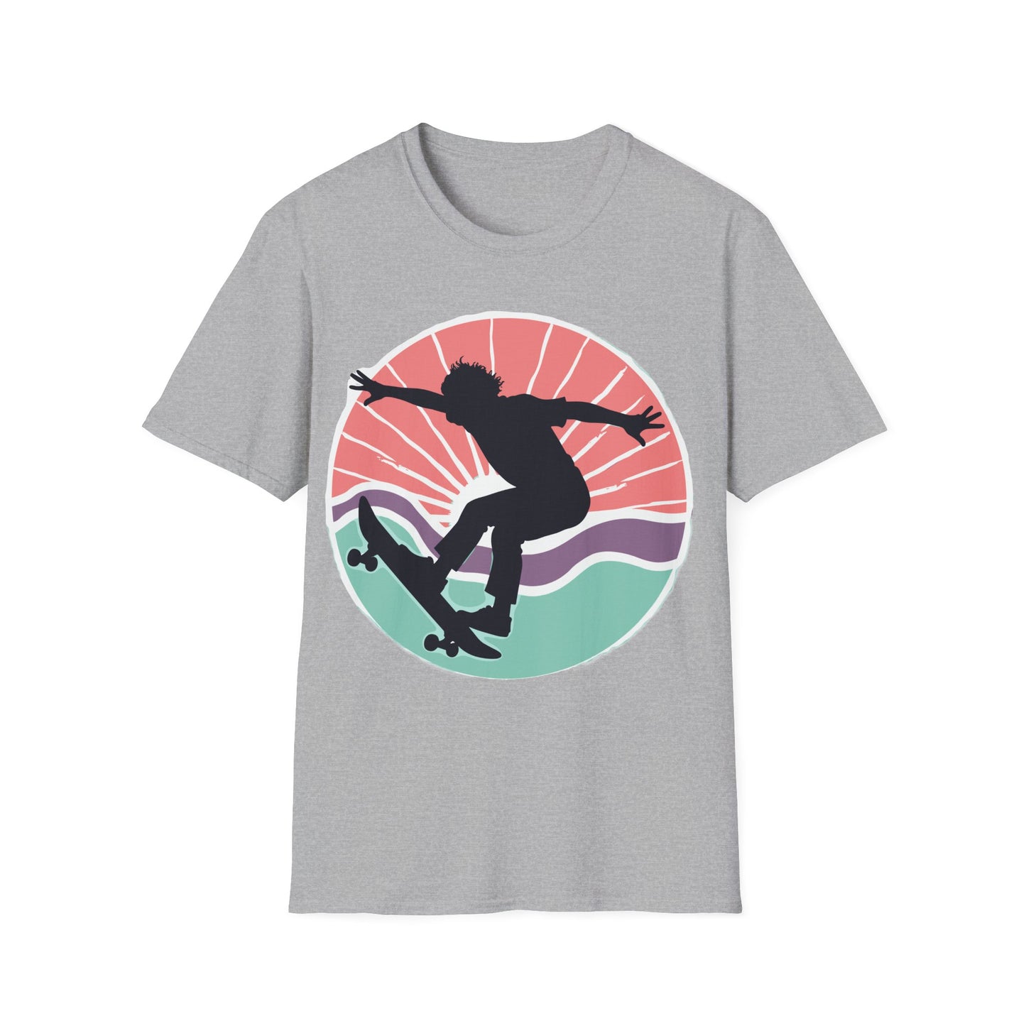 Skateboarder With Circle Sunset T-Shirt