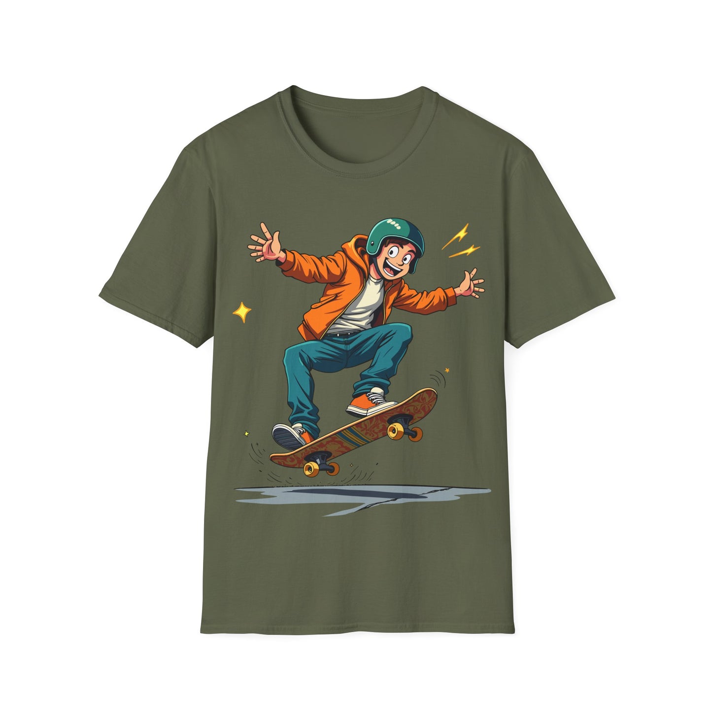 Skateboarder With Orange Hoodie T-Shirt