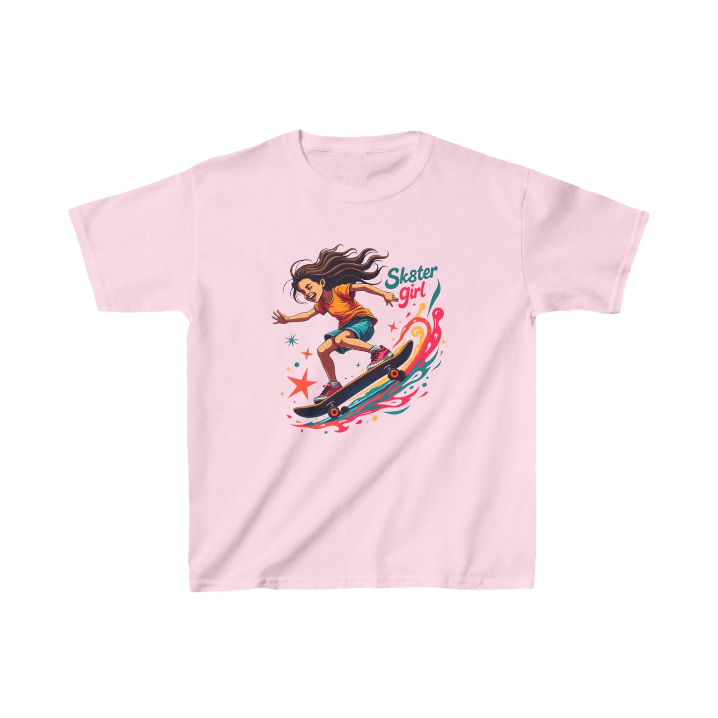 Sk8ter Girl With Hair Flowing Kid's Tee