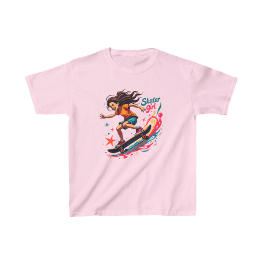 Sk8ter Girl With Hair Flowing Kid's Tee