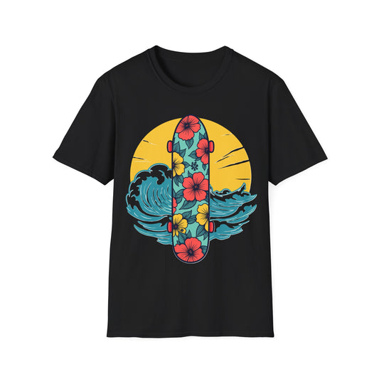 Flowered Skateboard T-Shirt