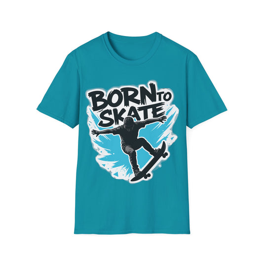 Born To Skate Aqua And Black T-Shirt