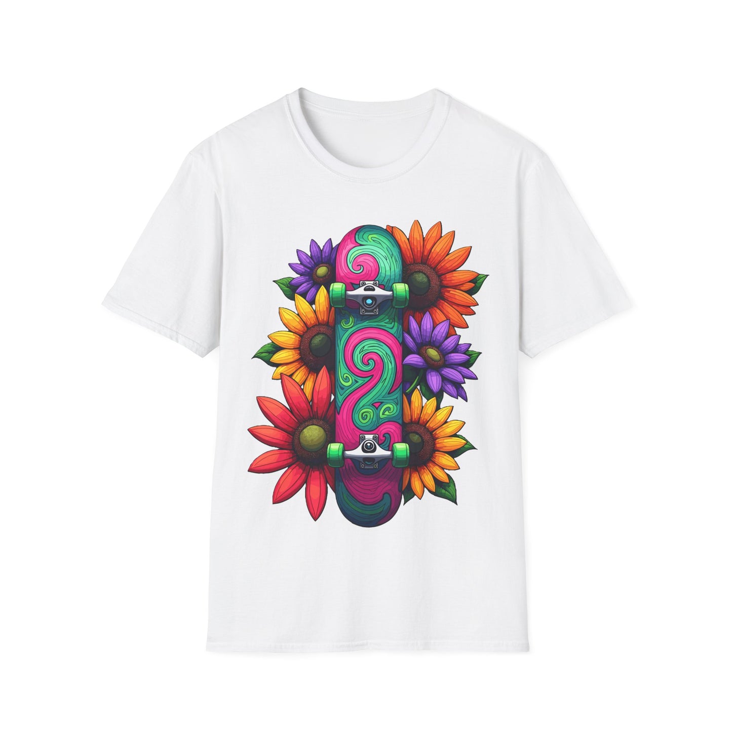 Swirl Deck With Flowers T-Shirt