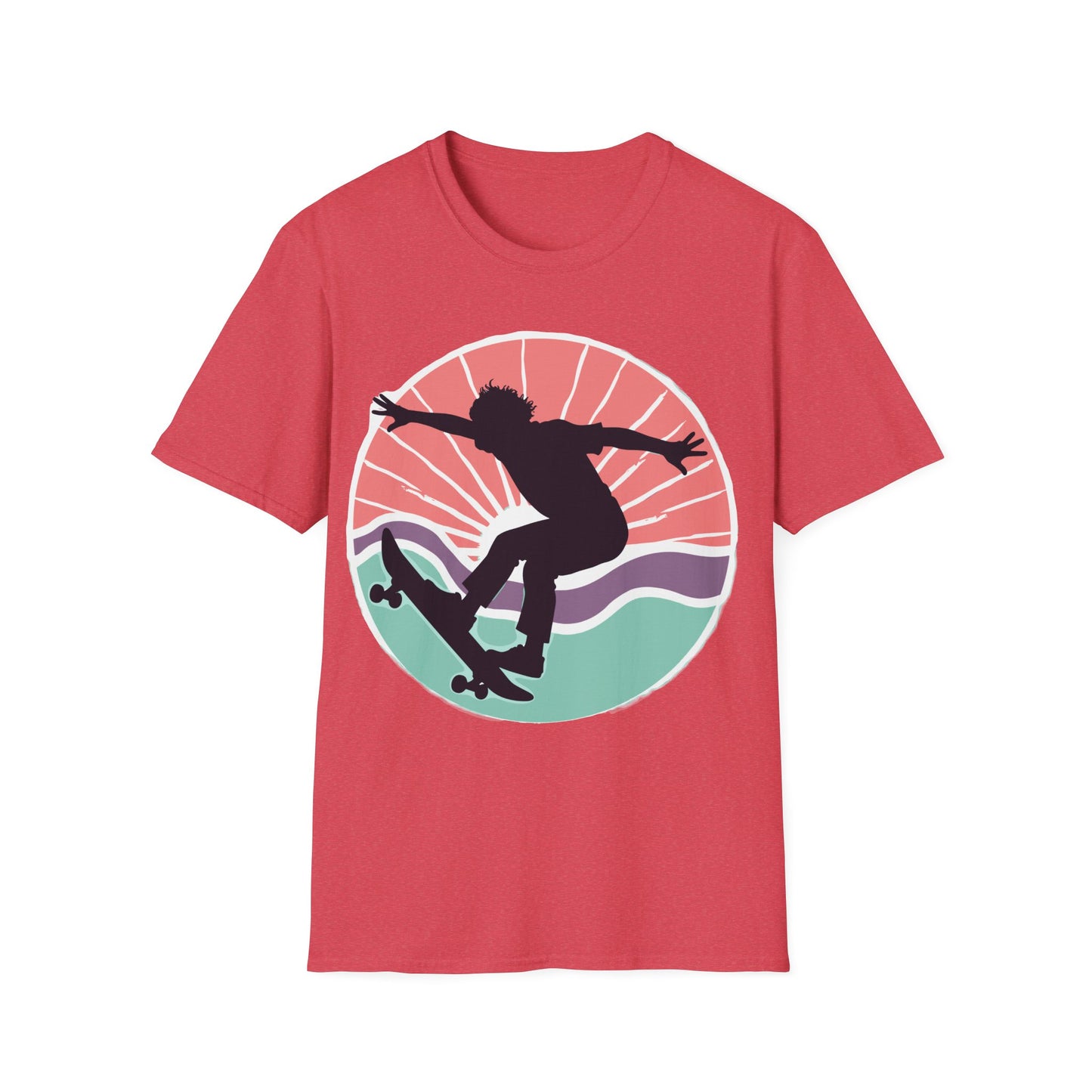 Skateboarder With Circle Sunset T-Shirt