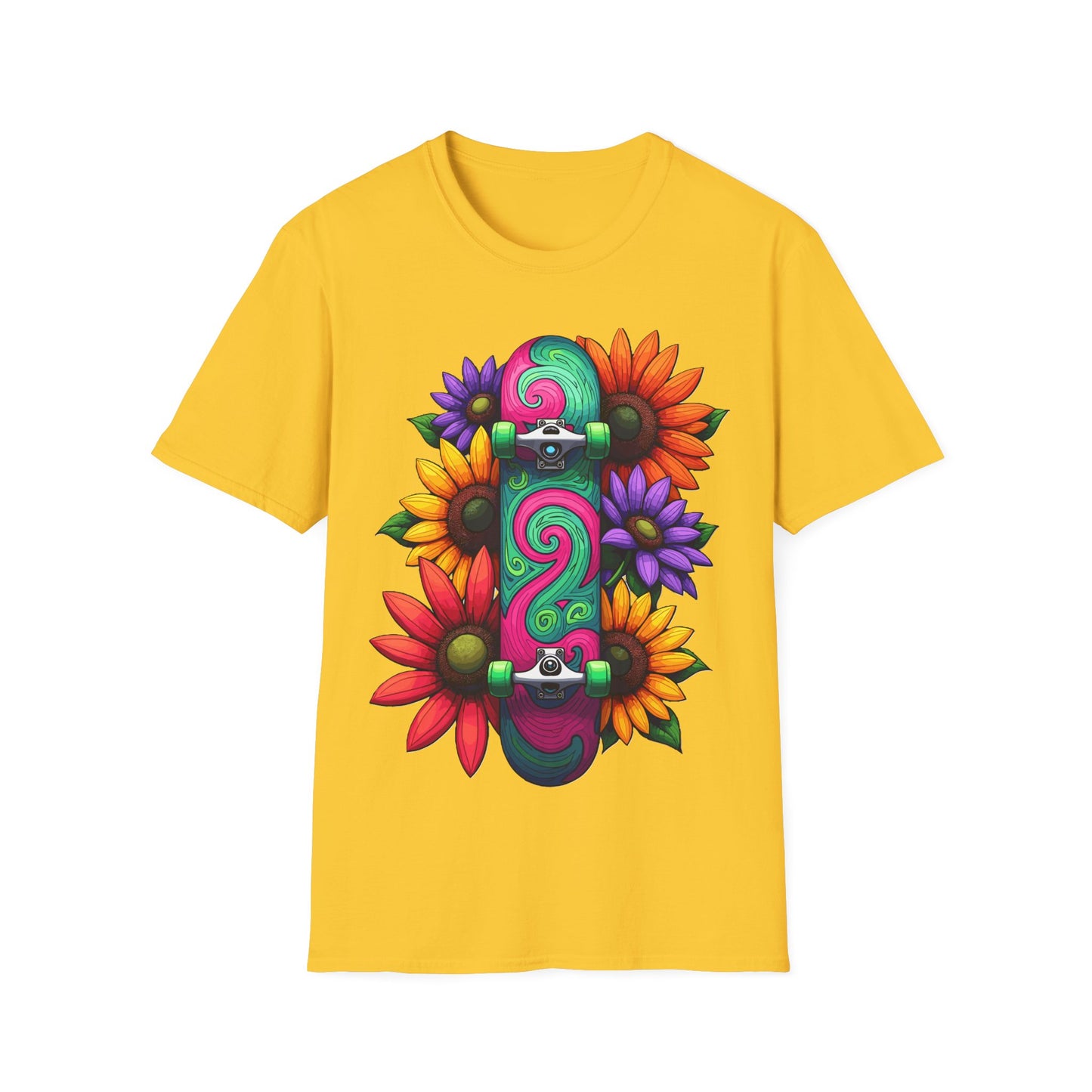 Swirl Deck With Flowers T-Shirt